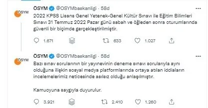 ÖSYM’den ’KPSS’ açıklaması: İddialar asılsız