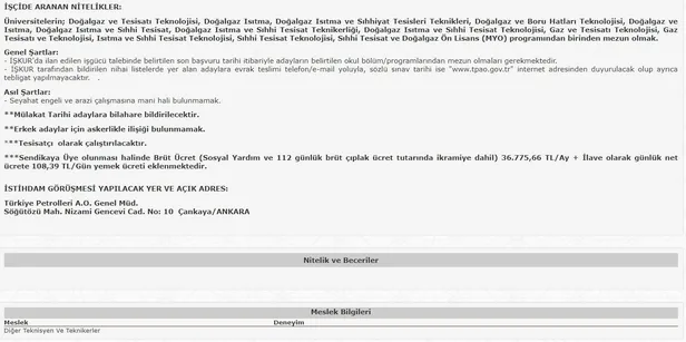 34 ila 37 bin TL arasında maaş veriyor! 12 Farklı kadro için başvuruları İŞKUR üzerinden toplamaya başladı! İşte kadrolar… - 4