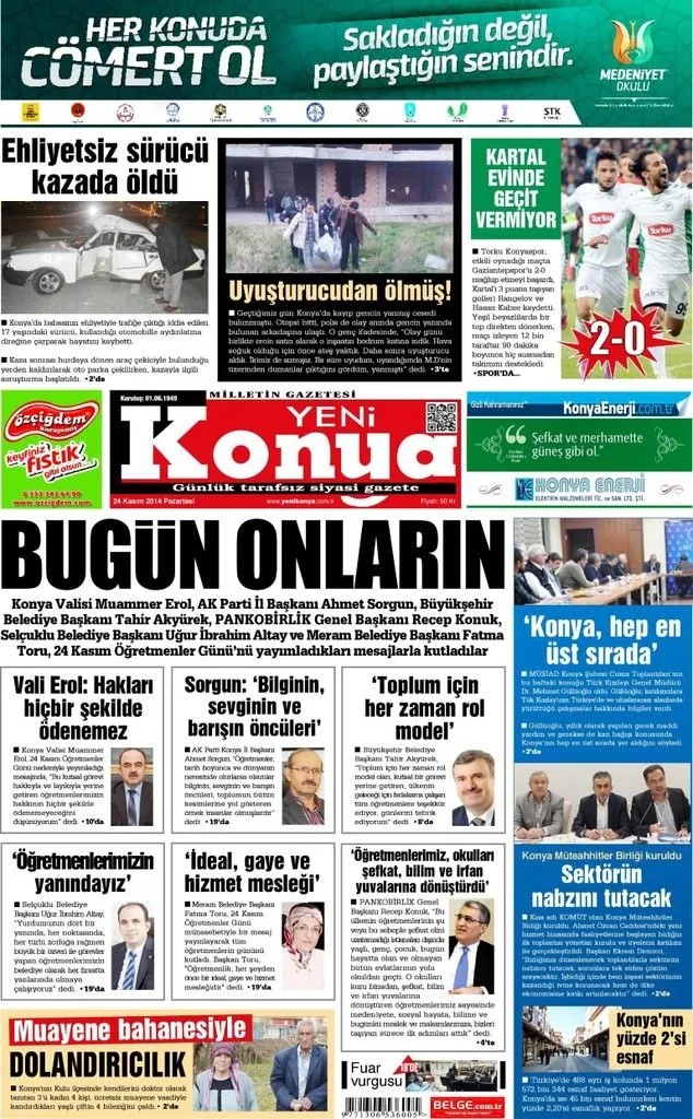 24/11/2014 - Anadolu gazeteleri manşetleri