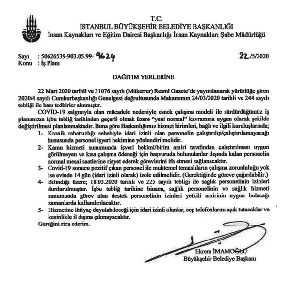 CHP'li İstanbul Büyükşehir Belediye Başkanı Ekrem İmamoğlu imzalı yazıda kısa çalışma ödeneği itirafı - 1