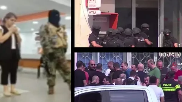 Gürcistan'da bankada terör krizi! 2 milyon dolar isteyen silahlı soyguncu 12 kişiyi rehin aldı - 1