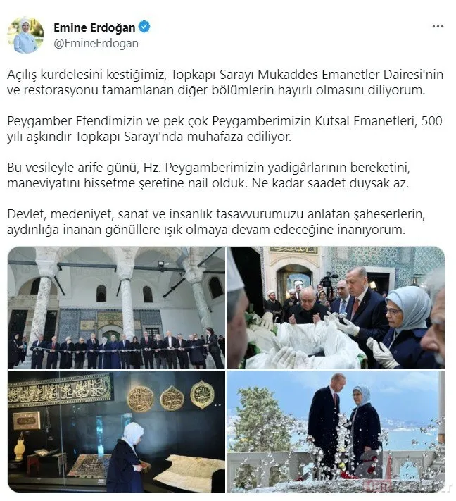 Emine Erdoğan’dan ‘Topkapı Sarayı’ paylaşımı: Ne kadar saadet duysak az 2