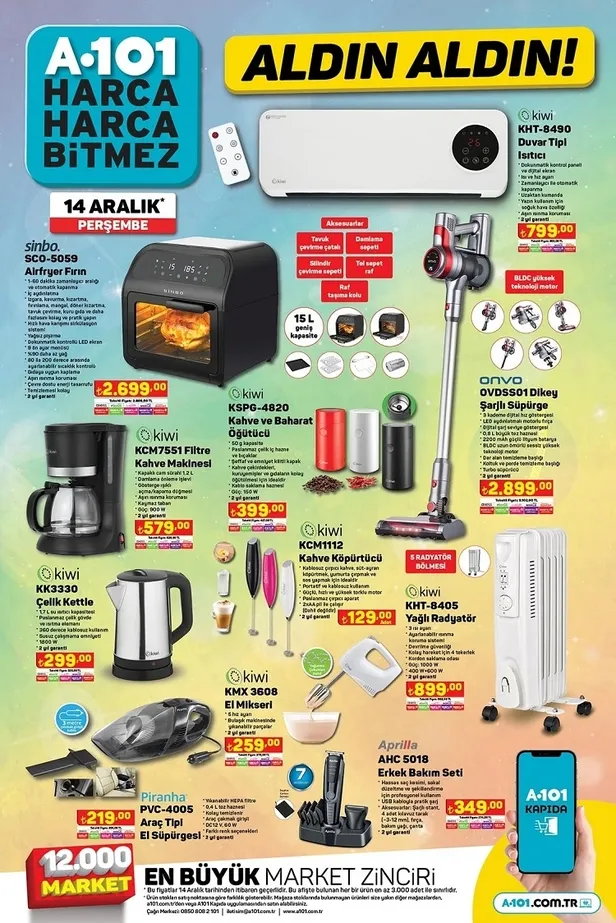 A101 16 Aralık aktüel indirim kataloğu yayınlandı! A101’e 125 CC Benzinli Motosiklet, Toshiba smart TV, Duvar Tipi Isıtıcı ve daha fazlası satışta