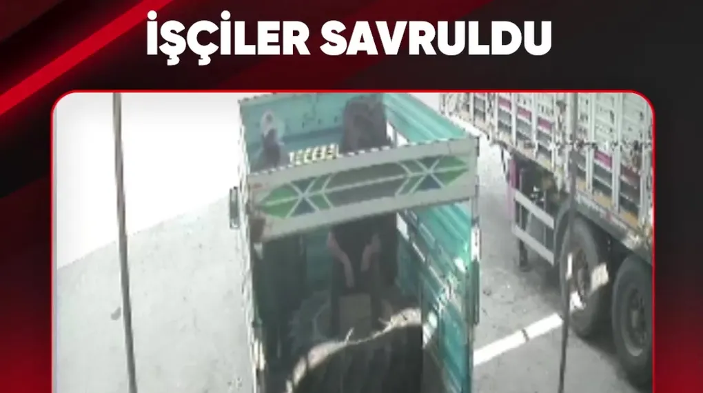 LASTİK PATLADI İŞÇİLER SAVRULDU
