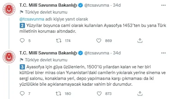 Son dakika: Milli Savunma Bakanlığından Yunanistan'a Ayasofya tepkisi: 1453’ten bu yana Türk milletinin koruması altında! - 2