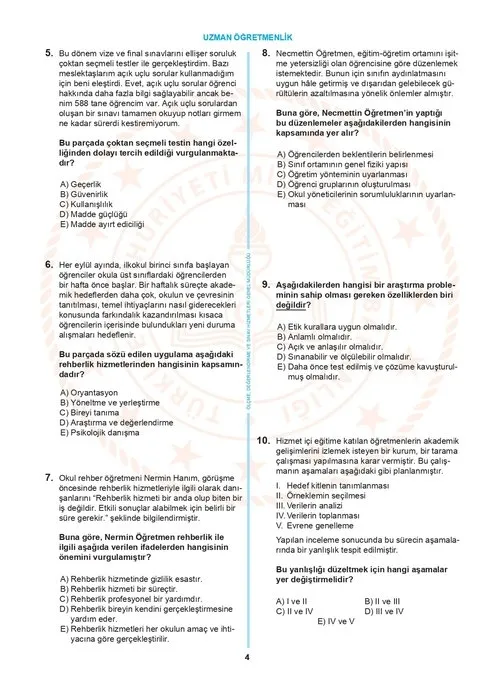 MEB Uzman öğretmenlik örnek sorular PDF yayımlandı mı? Uzman öğretmenlik soru dağılımı açıklandı mı? - 3