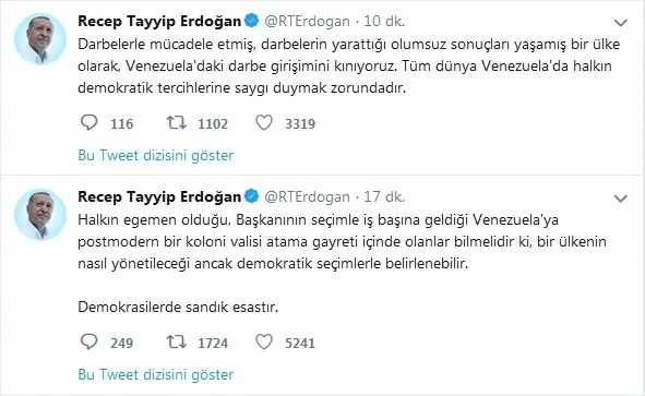 Başkan Erdoğan'dan Venezuela’daki darbe girişimi hakkında flaş açıklama - 1
