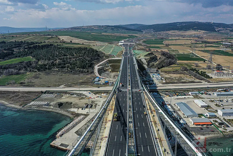 Çanakkale Köprüsü kaç km? 1915 Çanakkale Köprüsü uzunluğu kaç metre? Orta açıklığı, kule yükseliği kaç metre? 8
