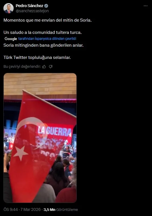 ispanya-basbakani-sanchezden-turk-bayrakli-paylasim-1772952451444.jpg İspanya Başbakanı Pedro Sanchez'in sosyal medya hesabı ekran görüntüsü (X)