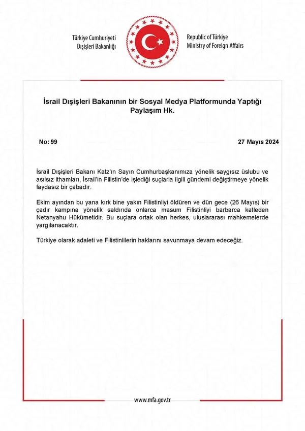 disisleri-bakanligindan-yisrael-katzin-baskan-erdogan-paylasimina-sert-tepki-bu-suclara-ortak-olan-herkes-ulus-1716834826974.jpeg Başkan Erdoğan'ın sözleri terör devletini kudurttu! İsrailli Bakan Katz Başkan Erdoğan'ı alçakça hedef aldı | Dışişleri Bakanlığından sert tepki... - 5