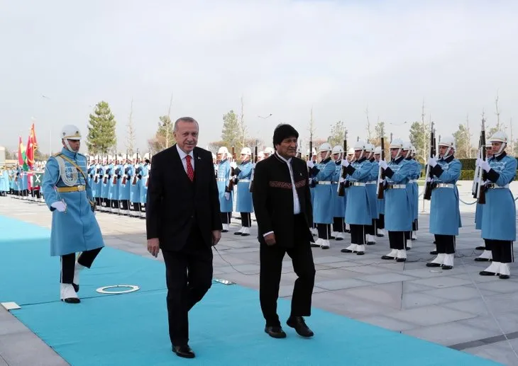Başkan Erdoğan Bolivya Devlet Başkanı'nı törenle karşıladı