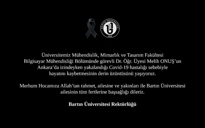 39 yaşındaki akademisyen Dr. Melih Onuş koronavirüs tedavisi gördüğü hastanede vefat etti |Bartın Üniversitesi - 3