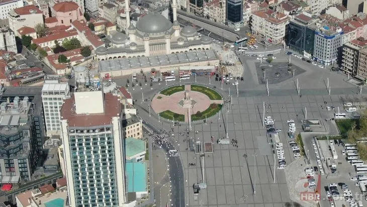 Pandemi gölgesinde 1 Mayıs Emek ve Dayanışma Günü! Taksim Meydanı drone ile görüntülendi
