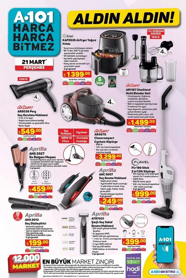 23 Mart A101 AKTÜEL ÜRÜNLER KATALOĞU: Arzum Süpürge, A101’de Volta Elektrikli Araç, Kiwi Yağsız Airfryer… - 11