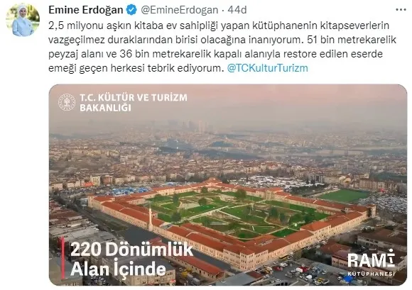 Emine Erdoğan'dan Rami Kütüphanesi paylaşımı - 2