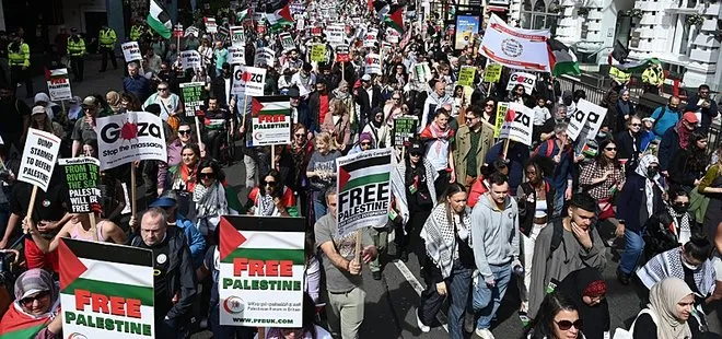 İngiltere’de halk ayaklandı: Terör devleti İsrail’e silah satışına protesto | Binlerce kişi Filistin için Londra’da yürüdü