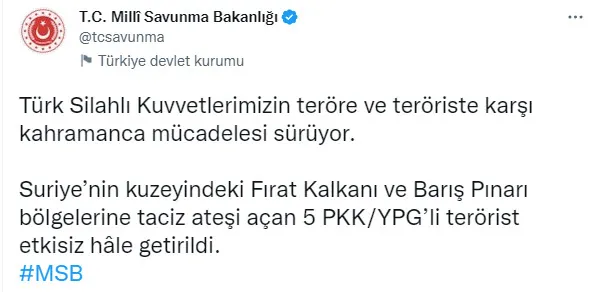 1667552894240.jpg Son dakika: Fırat Kalkanı ve Barış Pınarı bölgelerine ateş açan 5 terörist öldürüldü - 1