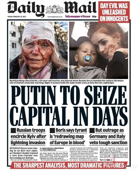 Rusya'nın Ukrayna'yı işgali dünya basınında: 'Putin'in kanı' 7
