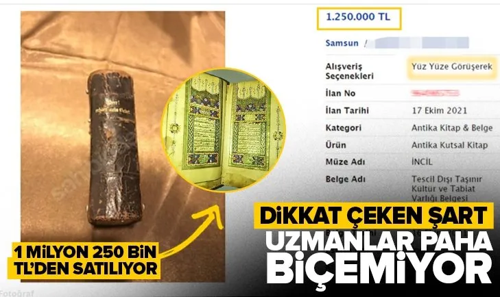 Altın varaklı Kur’an ve İncil internette 1 milyon 250 bin liradan satışa sunuluyor