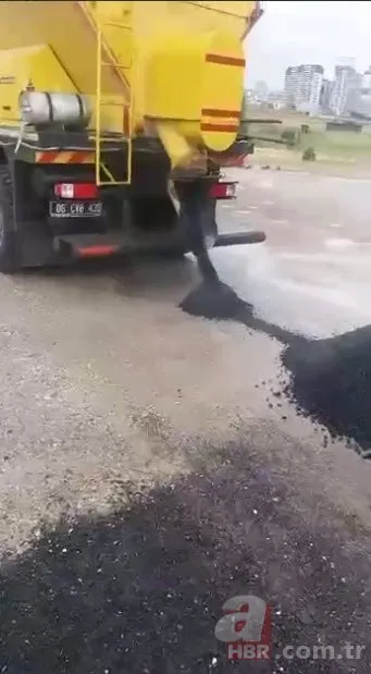Sağanak yağmurda asfalt attılar! Vatandaş çileden çıktı: İşte Ankara Büyükşehir Belediyesine sel tepkisi!