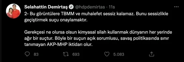 TSK’ya kimyasal silah iftirası atan Selahattin Demirtaş geri vites yaptı!