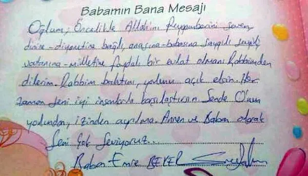 Şehit polisin, oğlunun defterine yazdıkları duygulandırdı - 1