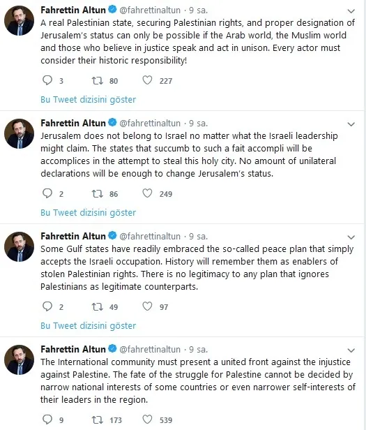 Cumhurbaşkanlığından uluslararası topluma flaş Filistin çağrısı