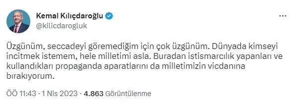 Kemal Kılıçdaroğlu ayakkabılarıyla seccadenin üzerinde poz verdi! Sosyal medyadan tepki yağdı! Kendisini bakın nasıl savundu
