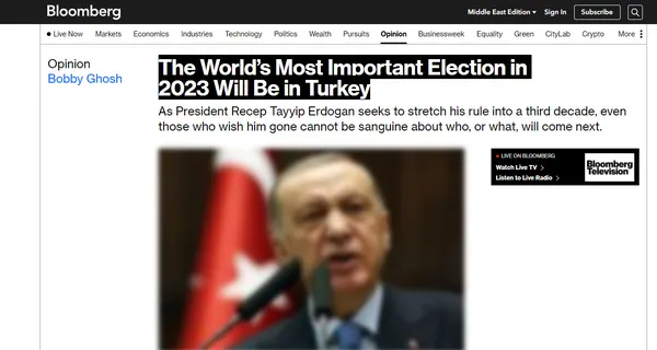 Bloomberg’den analiz haber: 2023’de dünyanın en önemli seçimi Türkiye’de olacak! Ankara’nın dünyaya etkisi Erdoğan’ın başarısı