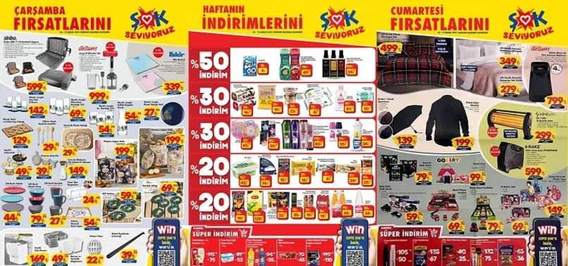 ŞOK 11 Aralık aktüel kataloğu yayınladı! Bu hafta ŞOK’ta %50’ye ulaşan indirim ve peşin fiyatına 6 taksit seçenekleriyle avantajı sunuluyor