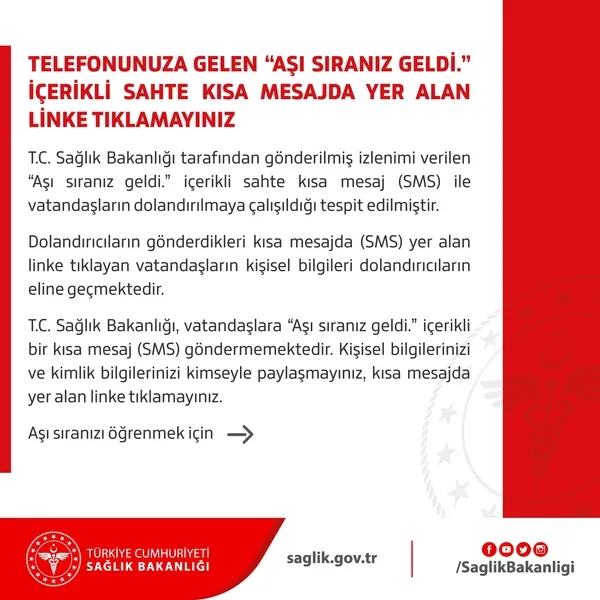 Son dakika: Sağlık Bakanlığından flaş aşıda dolandırıcılık uyarısı