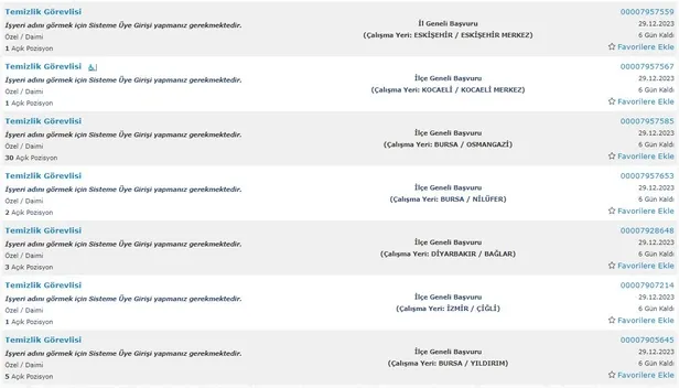 İŞKUR yılın son alımlarını paylaşıyor! İlkokul mezunu 5.234 personel alımı başladı! İşte temizlik görevlisi şartları