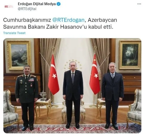 Başkan Erdoğan Azerbaycan Savunma Bakanı Zakir Hasanov'u kabul etti - 1