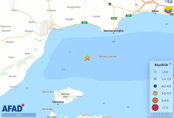 Son dakika: AFAD'dan Marmara'da deprem açıklaması! İşte Tekirdağ merkezli depremin büyüklüğü - 1