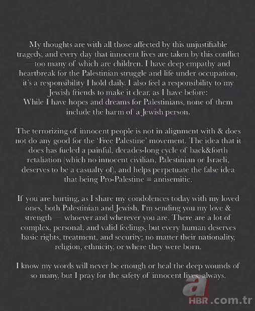 İsrail’in işgaline sessiz kalmadılar! Yabancı ünlülerden Filistin'e destek mesajları: Karim Benzema, Zayn Malik, Gigi Hadid... 12