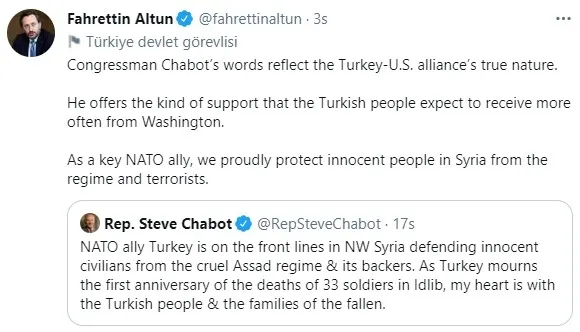 Son dakika: İletişim Başkanı Fahrettin Altun'dan Steve Chabot’ın sözleri hakkında açıklama - 1