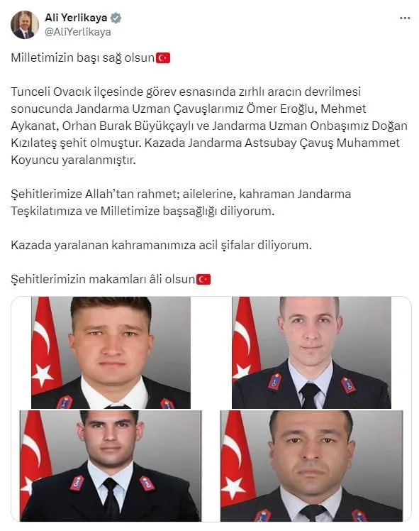 Tunceli’de şehit olan askerler için tören