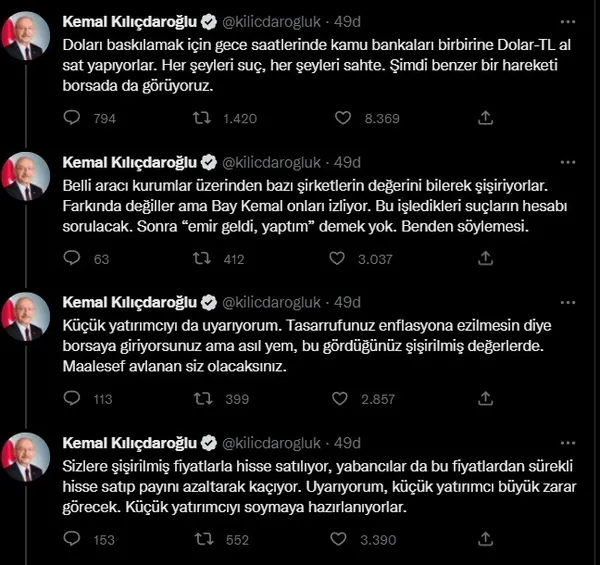Kılıçdaroğlu’ndan yeni tehdit: Bu kez rekor üstüne rekor kıran borsa ve SPK’yı hedef aldı