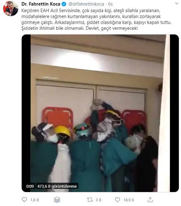 Son dakika: Bakan Koca ve Ankara Valisi Şahin’den sağlık çalışanlarına şiddet açıklaması: Adli süreç başlatıldı!