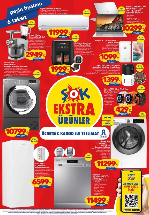 ŞOK aktüel ürünler kataloğu: 9 Eylül 2023 ŞOK’da klima, Airfryer, Laptop, çamaşır ve kurutma makinesi, buz dolabı, bulaşık makinesi uygun fiyata satışta