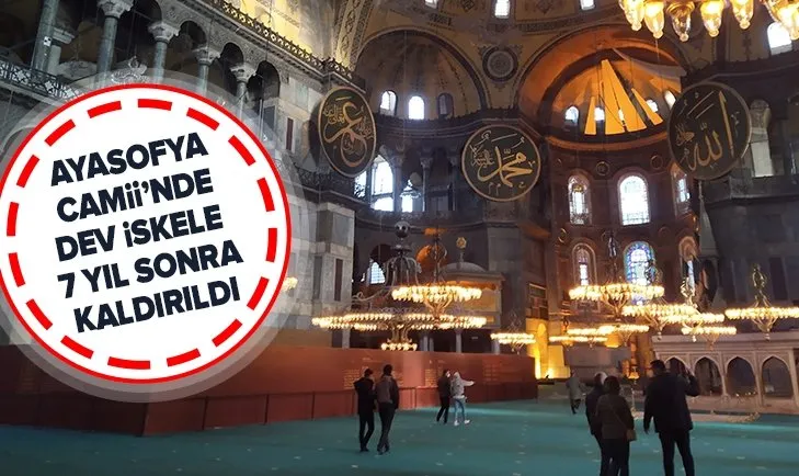 Ayasofya’da dev iskele 7 yıl sonra kaldırıldı | 'Serafim Melekleri' de yıllar sonra göründü