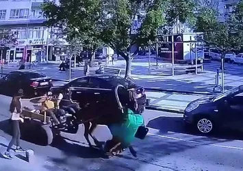 Ters yöne girip dehşet saçtı! Yolun karşısına geçmek isteyen yayaya at arabası çarptı