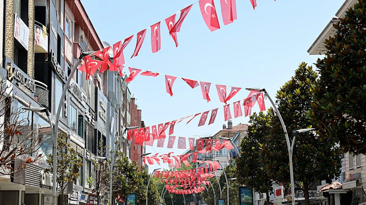 Sakarya'da cadde ve sokaklar ay-yıldızlı bayraklarla donatıldı