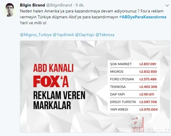 Açık çağrımızdır! Siyonist FOX'a ve ABD şirketlerine reklam vermeyi durdurun... 21