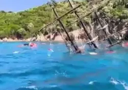 Marmaris'te korku dolu anlar: 110 yolcunun bulunduğu tur teknesi böyle battı