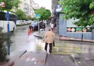 On dakika yağdı yollar göle döndü