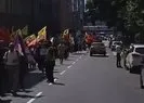 PKK’lılar İsveç teröristbaşı Öcalan posterleriyle yürüdü!