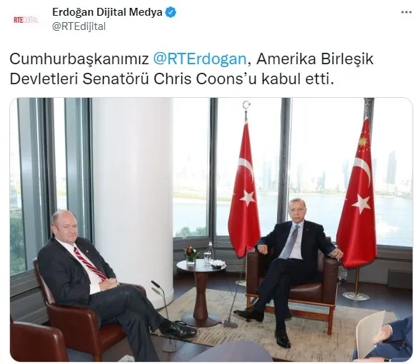 Başkan Erdoğan ABD’de Chris Coons ve Muhammed el-Menfi ile görüştü