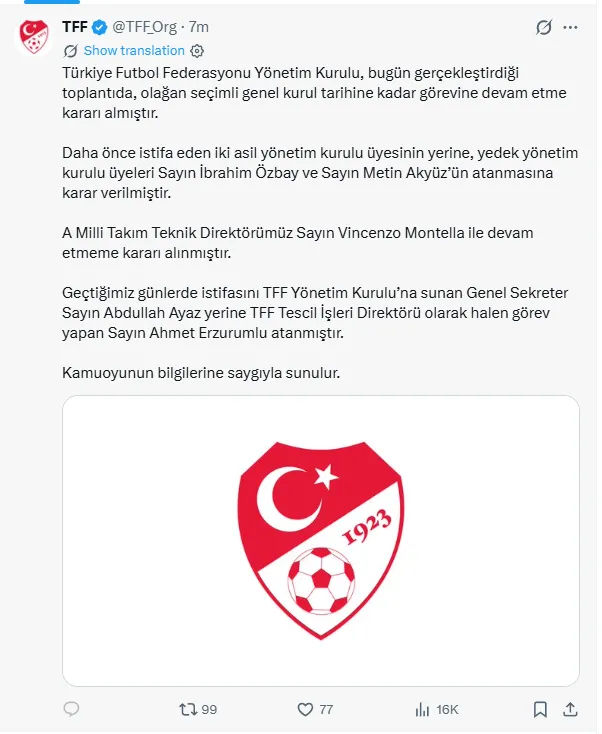 TFF'de İbrahim Hacıosmanoğlu yönetimi devam kararı aldı: 5 isim istifa etti, Vincenzo Montella ile yolların ayrıldığı bildirildi - 4