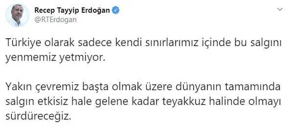 Başkan Erdoğan'dan koronavirüs mesajı: Salgın etkisiz hale gelene kadar... - 1